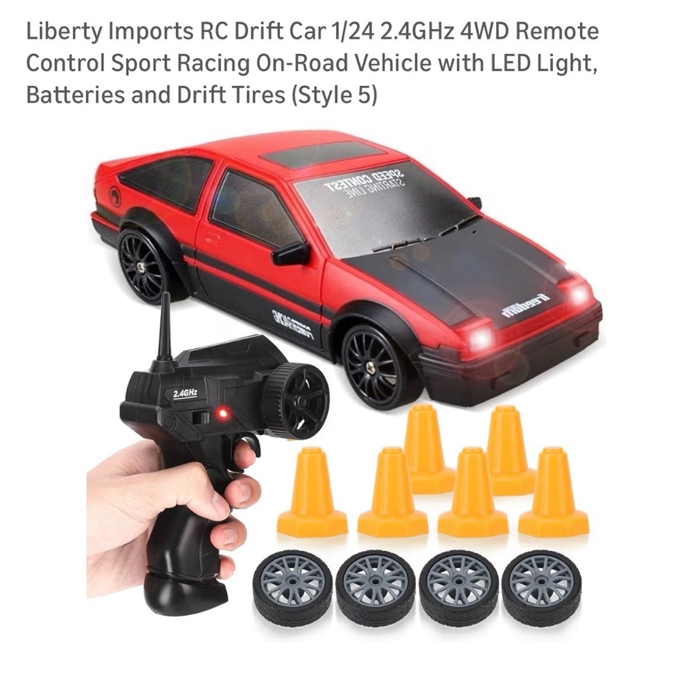 Red RC Drift Car with LED Lights